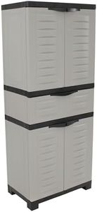 Sunnydaze Plastic Garage Storage Cabinet with 2 Adjustable Shelves - Tool-Free Assembly - Gray - 57" H