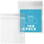 CLEAR PLASTIC RECLOSABLE ZIP BAGS - Bulk GPI Pack Of 100 2" x 2" 2 mil Thick Strong & Durable Poly Baggies With Resealable Zip Top Lock For Travel, Storage, Packaging & Shipping.