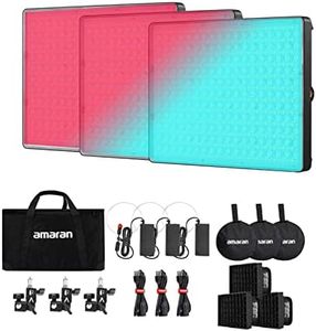 Aputure Amaran P60C 3-Light Kit, 60W RGBWW LED Video Light Panel 2500K-7500K 10 Light Effects Sidus Link APP Support