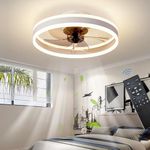 OMGPFR LED Ceiling Fans with Lights Reversible Remote, 6 Speeds Modern Bedroom Fan Ceiling Light Quiet Dimmable Small Ceiling Fan Light for Living Room, White 50CM