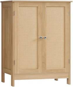 Iwell Storage Cabinet, Rattan Cabinet with Adjustable Shelf, for Living Room, Entryway, Kitchen, Home Office, Nature