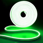 iNextStation Neon Led Strip Lights Green, 16.4ft/5m Neon Light Strip 12V Silicone Waterproof Flexible LED Neon Lights for Bedroom Festival Party Neon Sign DIY Decor (No Plug)