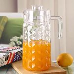 Mivana Premium Juice and Water Glass Pitcher jug with Lid and 1.6 Liter Jug Romantic Style Water jug with Handle hot Cold Water, Milk and Juice Beverage Carafes (Dot Jug)