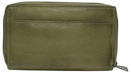 Marshal Genuine Leather Double Zipper Clutch Checkbook Wallet for Women #4575CF, Swiss Green, 7.5" x 8", Ladies Zipper Wallet