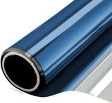 WALLTON One Way Mirror Window Film Daytime Privacy Sun Blocking Heat Control Anti UV Reflective Glass Film Static Cling Window Tint Sticker for Living Home Office. (Blue Gloss, 12x480 Inch)