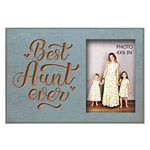 EXQUIDECA Best Aunt Ever Gifts from Niece Nephew - Cyan Engraved Carving Aunties Picture Frames 4x6 Inches - Mother Day Birthday Photo Gift for Women Aunts