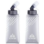 Azarxis TPU Folding Water Bottle Collapsible Soft Flask BPA-Free for Hydration Pack - Ideal for Trail Running Hiking Cycling Climbing Outdoor Sports (250ml/8.45oz - 2 Pack)