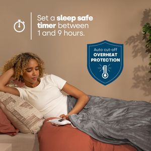 LIVIVO Electric Heated Blanket – Grey Fleece Throw