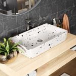 Lifelong Wash Basin for Bathroom - Tabletop Washbasin - Ceramic Glossy Rectangular Countertop Vessel Sink Ideal for Bathroom, Dining Hall & Vanity 61x36x13 cm (White, LLHISB03)