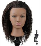 African American Mannequin Head with 100% Human Hair Manikin Head with Stand for Styling Hair Blowing Hair Cutting Braiding (Afro Kinky Straight)