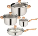 Daniks Oslo Stainless Steel Kitchen Induction Pot Cookware Set | 10-Piece | Dishwasher Safe Pots | Saucepan + 2 Quart + 3 Quart + 4 Quart + 6 Quart + Frying Pan | Heatproof Handles | Silver