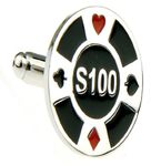 MRCUFF Poker Chip $100 Poker Gambling Casino Pair Cufflinks in a Presentation Gift Box & Polishing Cloth