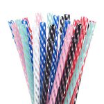 AUMA 30-Pack Reusable Plastic Drinking Straws, 10.5 inches Long Colored Strips Tumbler Replacement Straws with Cleaning Brush