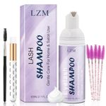 LZM Lash Shampoo for Lash Extensions 60Ml Eyelash Shampoo with Lash Brush Lash Cleanser Paraben & Oil Free Eyelash Cleanser for Eyelash Extensions for Salon and Home Use