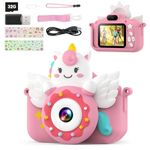 TIATUA Kids Camera for Girls, 1080P Digital Camera for Kids with 32GB Card and Selfie Mode, Toddler Camera and Video Camera, Christmas and Birthday Gifts Toy for Age 3-10 Year Old (Pink)