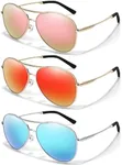 BOTPOV Aviator Sunglasses for Men Women Polarized UV400 Protection Mirrored Lens Metal Frame with Spring Hinges