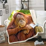 Loussiesd Kids Gorilla Fleece Blanket for sofa Couch Brown Wild Animal Sherpa Throw Blanket Nature Wildlife Plush Blanket Room Decor 3D Gorilla Monkey Fuzzy Blanket Baby 30"x40"