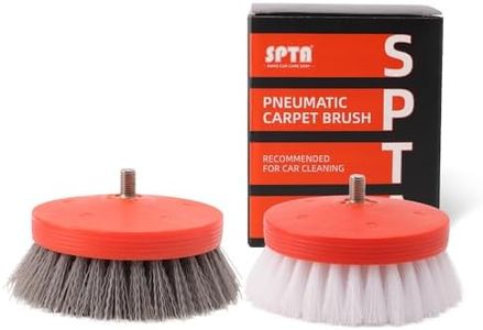 SPTA Drill Brush Attachment, 3.5'' 2Pcs Gray Hard/White Soft Drill Brush Head with 5/16-24 Thread, Scrubber Cleaning Brush for Car Interior, Engine Compartment, Carpet Brush for Dual Action Polisher