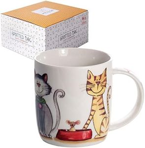 SPOTTED DOG GIFT COMPANY - Tazza con gatto - per caffè e tè a colazione - idee regalo per uomo, donna e amanti degli animali - in porcellana - bianca