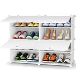 HOMIDEC Shoe Storage, Oversized 2 x 4 Tier Shoe Rack Organiser to 16 Pair Shoes, Multifunctional Dust-proof Shoe Storage Cabinet for All Kinds of Shoes, Books, Toys and Clothing