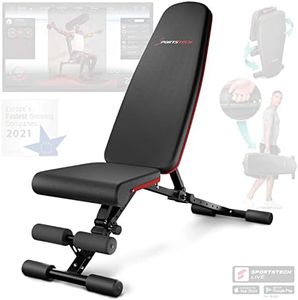 Sportstech Banco de Pesas Plegable | Banco inclinado y banco plano para levantar pesas, entrenamiento abdominal y fitness | Sistema de ajuste seguro + de 40 combinaciones | Listo para usar - BRT400
