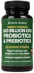 100 Billion CFU Probiotics - 20 Unique Strains + Organic Prebiotics | Gut Health, PH Balance, and Digestion | Scientifically Proven Probiotics for Women and Men – 60 Day Supply – Made in The UK