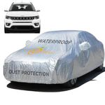 Enew Textured Car Cover for Jeep Compass - Waterproof, Triple Stitched, UV & Dust Protection, Rust Prevention, Mirror Pockets, Polyester Cotton Coating - Body Shield, without Antenna Pockets