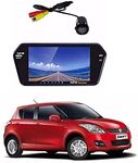 Auto Garh Rear View 7 Inch Bluetooth Monitor & Camera for Swift Black Led (17.5 Cm)