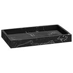 Navaris Black Marble Resin Jewellery Tray - 23.5 cm x 12.5 cm Organiser Dish - Decorative Holder for Bathroom, Vanity, Dressing Table, Desk, Candle