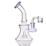 Aoheuo Mini Glass Water Pipes 6 Inch Recycler Dab Rigs Smoking Pipe Percolator Glass Bong with 14mm Banger Nail (purple)