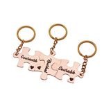 SIlver Valley three Set Puzzle Keychain Customised Personolised Name Keyring Stylish Couple Gift for Girlfriend Boyfriend Available in Four Colors (RoseGold)