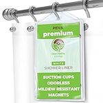 Clean Healthy Living Premium PEVA White Shower Curtain Liner with Magnets & Suction Cups - 70 X 71 in. Long