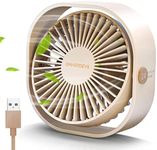 SMARTDEVIL Small Personal USB Desk Fan, 3 Speeds Portable Desktop Table Cooling Fan Powered by USB, Strong Wind, Quiet Operation, for Home Office Car Outdoor Travel (Light Brown)