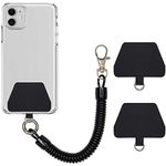 COCASES Phone Lanyard, Universal Theftproof Anti-Lost Elastic Tether Wrist Strap with Patch Compatible with Most Smartphones(Black)