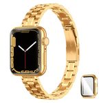 CSJCUBIC Metal band Compatible with Apple Watch Band 38mm 40mm 41mm 42mm 44mm 45mm for women, Slim and Thin Stainless Steel Replacement Adjustable Wristband for iWatch Series 9/8/7/6/5/4/3/2/1/SE