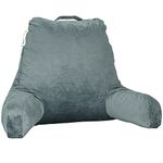 PrimeCables Comfortable Reading Pillow, Memory Foam Back Pillow for Bed Sitting Support 18x15 Inch Back-Rest Sit-Up for Home, College Dorm Essentials, Washable Velour Cover, Dark Green