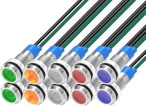 Gebildet 10pcs 6mm 3V-4.5V-5V-6V-7.5V-9VDC Energy Saving LED Metal Indicator Light Waterproof Signal Lamp with Wire(Red/Orange/Blue/Green/White)