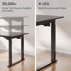 FLEXISPOT Electric Standing Desk 4-Leg Dual Motor – Height Adjustable, 160x75cm Black