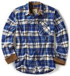 CQR Men's All Cotton Flannel Shirt, Long Sleeve Casual Button Up Plaid Shirt, Brushed Soft Outdoor Shirts, Plaid Sunset Beach, M