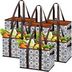 Foraineam 6 Pack Reusable Grocery Shopping Box Bags, Durable Heavy Duty Grocery Totes Bag with Reinforced Bottom, Collapsible Storage Bins with Straps And Handles