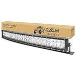 SKYWORLD 32 inch Curved LED Light Bar 180W Ultra Thin Spot Flood Combo Beam Led Work Lights Offroad Driving Fog Lamp with Mounting Bracket for 4x4 4WD Truck Tractor ATV SUV ATV Car Boat