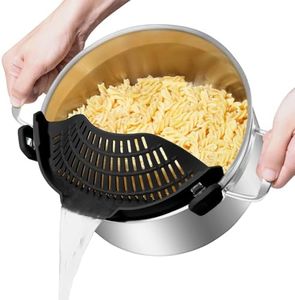 AUOON Oversized Pot Strainer Clip on Silicone - Family-Style Design Pasta Strainer Heat Resistant Kitchen Colander for Spaghetti and Noodles | Dishwasher Safe