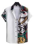 SKYBEAT Printed Half Sleeves Shirts for Men | Men Stylish Shirt | Men Printed Shirt | Lycra Shirt for Men (Panda) White