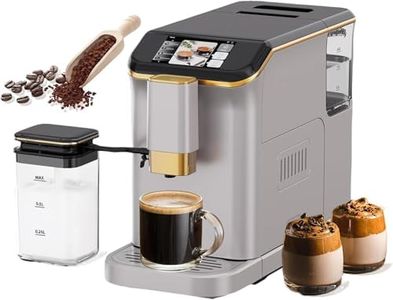 GarveeHome Automatic Espresso Machine, 1350W Automatic Milk Frother, Coffee Machine with Intuitive Touch Display for Latte, Cappuccino, Iced Coffee, Built-In Grinder, 1.5L Water Tank, for Home, Gold