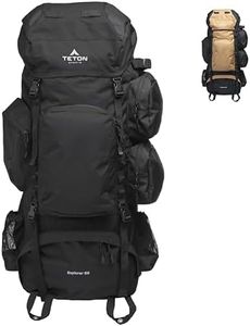 TETON Sports Explorer Backpack Full Internal Frame - Adjustable Backpacking Travel Gear - Water-Repellant Rainfly Cover, Sleeping Bag & 3-Liter Hydration Bladder Pack Storage - Black, 85L