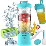 BlendLife Ultra Waterproof Portable Blender For Juices, Shakes, Smoothies. Pulse Mode Feature, LED Lights, 230W, 4000mah Battery. Sipper & Carry Handle, Convertible Jar 600ml - Blue (1-Year Warranty)