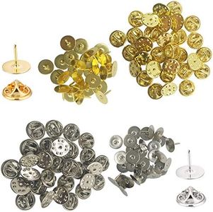 60 Pack Butterfly Clutch with Blank Pins,YuCool Pin Backs Tie Tacks Replacement for Craft&Jewelry Making-Pin Backs Locking(30 Silver and 30 Gold)