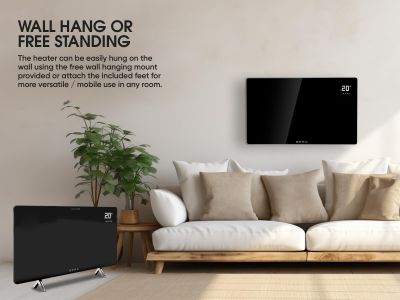 BERG Smart Glass Panel Heater, Black – 720W Electric Heating