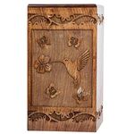 INTAJ Wooden Cremation Urn for Human Ashes, Adult INTAJ Rosewood Urn for Ashes, Humming Bird Funeral Cremation Urn Hand-Crafted - Burial Urn Box (Rosewood Birds, Large - 11.25Hx6.25W (250 Cu/in))