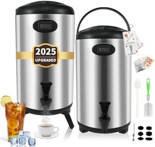 Insulated Beverage Dispenser 2 Gallon, Stainless Steel Hot Drink Dispenser with Stand, Thermal Hot Water Dispenser for Parties, Hot Water Urn for Coffee Chocolate Tea, Silver, 2 Pack
